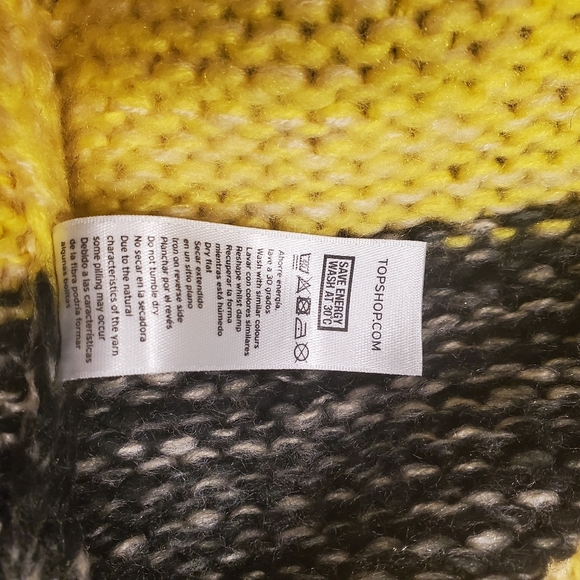 Women's Topshop Crew Neck Pullover Colorblock Sweater Sz US 4 Yellow Black Beige - Picture 12 of 12